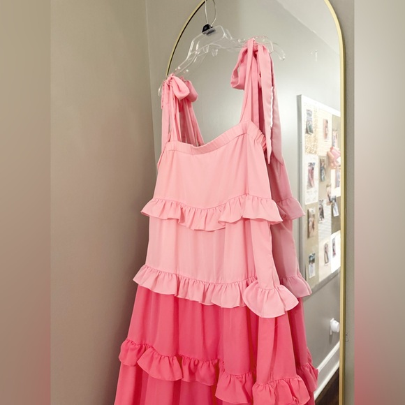 Pink Layered Ruffle Maxi Dress - Picture 4 of 7